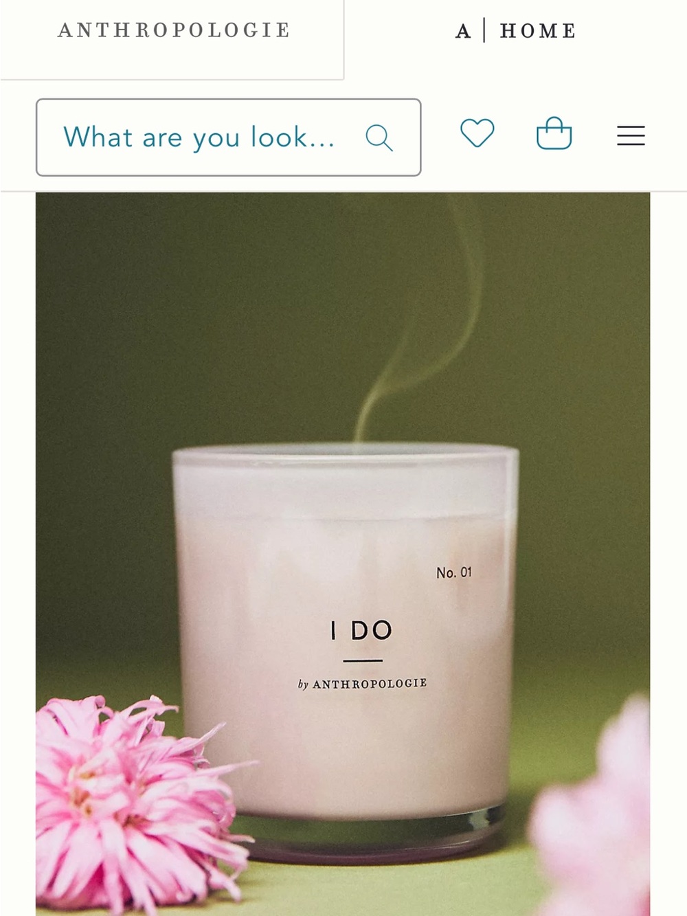 Anthropologie I DO No.01 Scented Candle — Light Pink